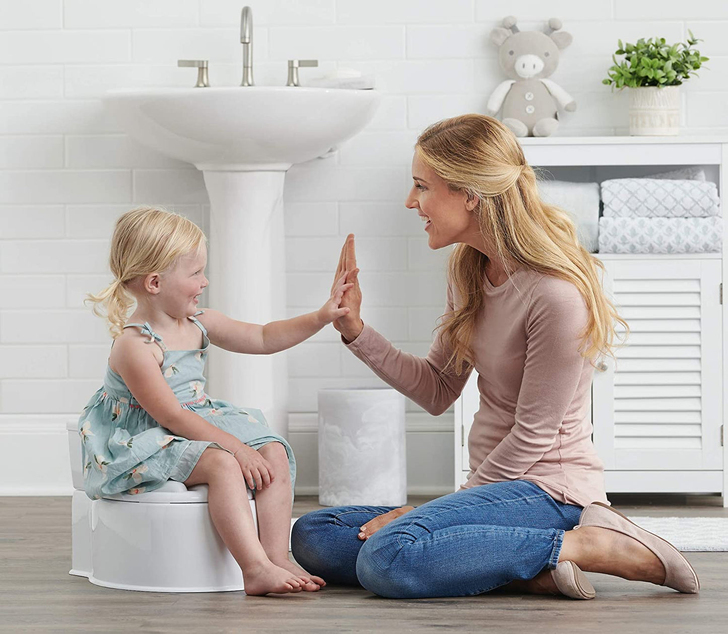 2-in-1 Potty Training Toilet - Grow with Me & On-the-Go - Includes Bonus Kit - Flushing Sound - Removable Seat - Portable Design - White.