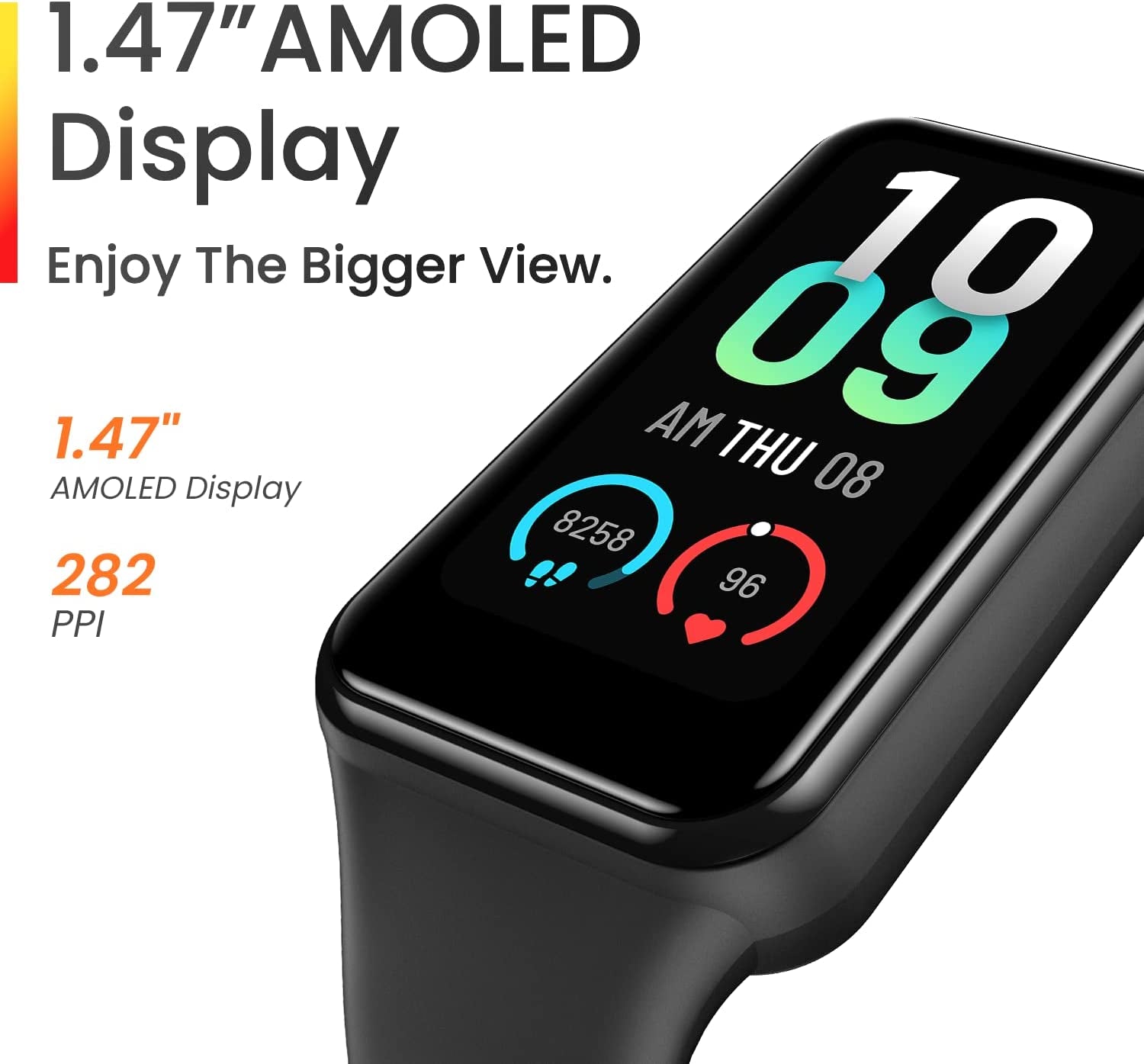 18-Day Battery Life Band 7 Fitness Tracker: Designed for Men and Women, with Alexa Built-In, 1.47” AMOLED Display, 24H Heart Rate & SPO₂ Monitoring, 120 Sports Modes, and 5 ATM Water Resistance