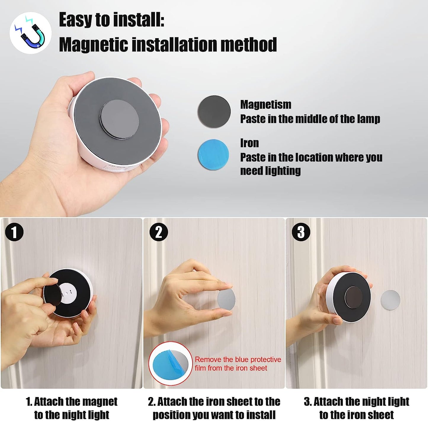  6 Pack Rechargeable Motion Sensor Light with 8 LEDs, USB Cables, and Magnetic Patch - Wireless Wall Lamp for Stair, Bedroom, Toilet, Hallways (6000K Cold White)
