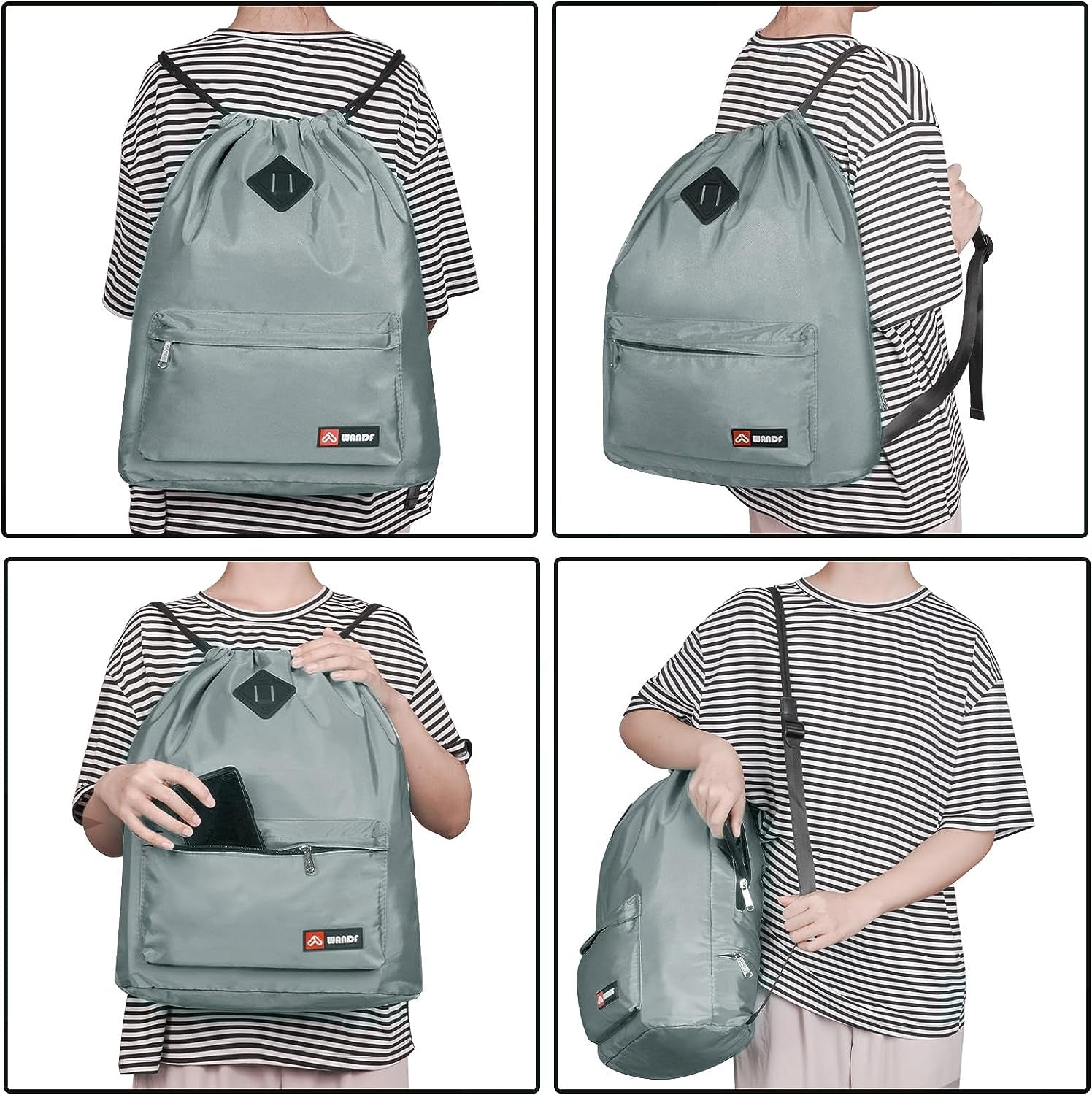 Water-Resistant Drawstring Backpack with Wet Pocket - String Bag Sackpack - Ideal for Gym, Shopping, Sports, and Yoga - Made from Nylon for Durability and Convenience.