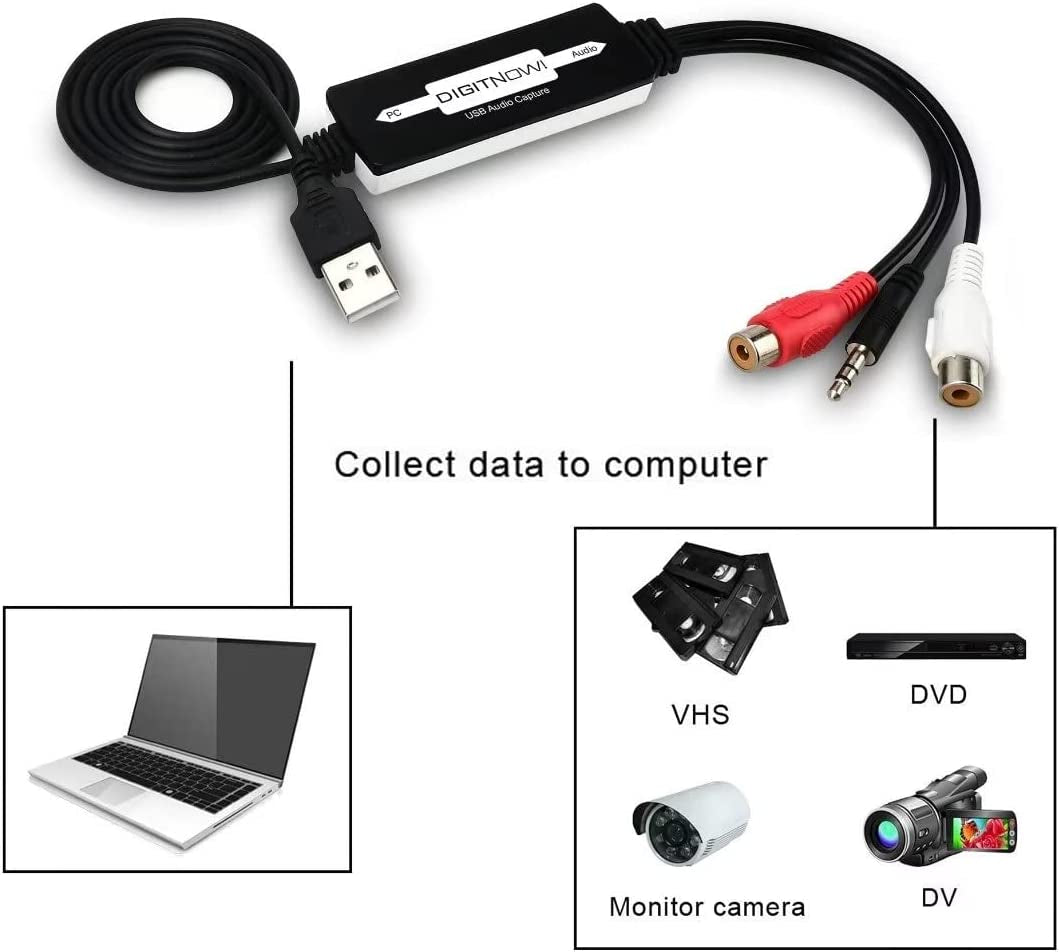 USB Audio Capture Card: Convert Vinyl Cassette Tapes to Digital MP3