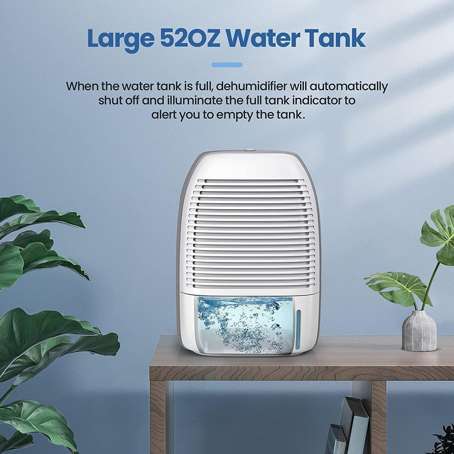 52oz(1500ml) Capacity Ultra Quiet Dehumidifier for 2200 Cubic Feet (250 sq ft) - Portable Dehumidifiers for Bathroom, Bedroom, Dorm Room, Baby Room, RV