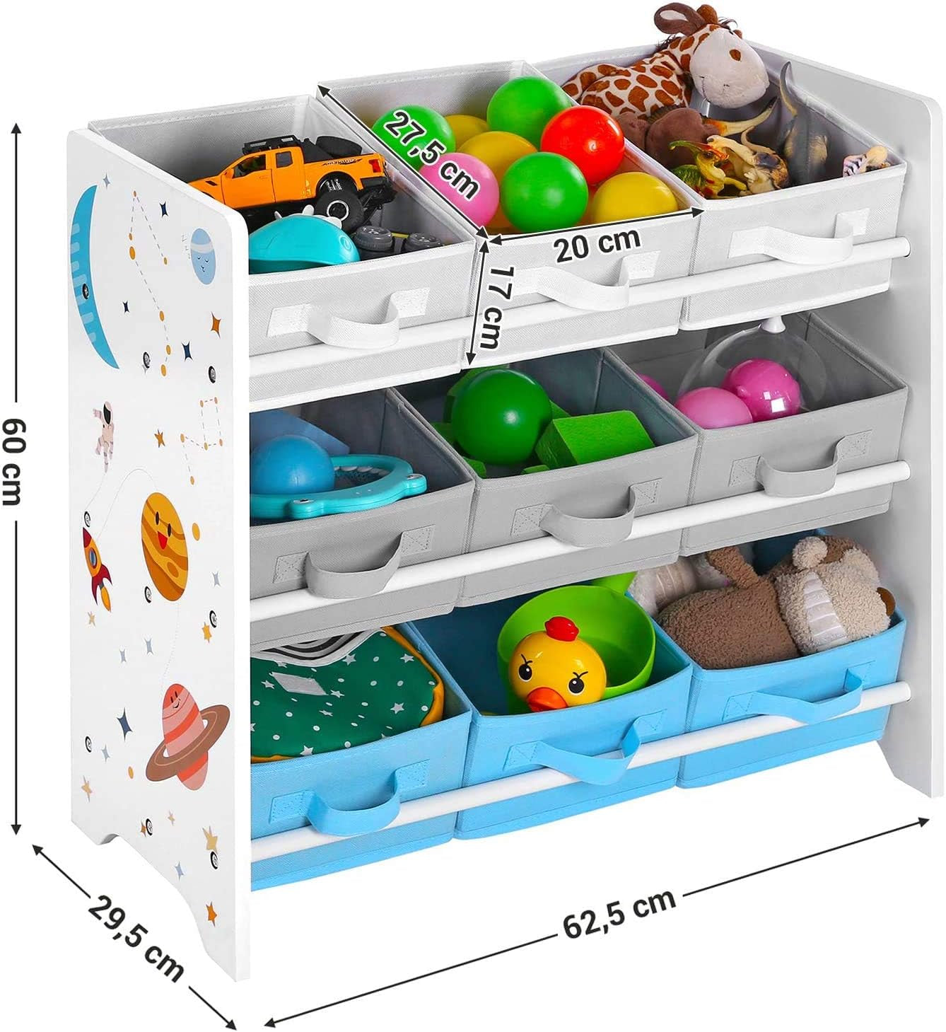 Children's Toys and Books Storage Shelf, Toy Chest with 9 Removable Boxes