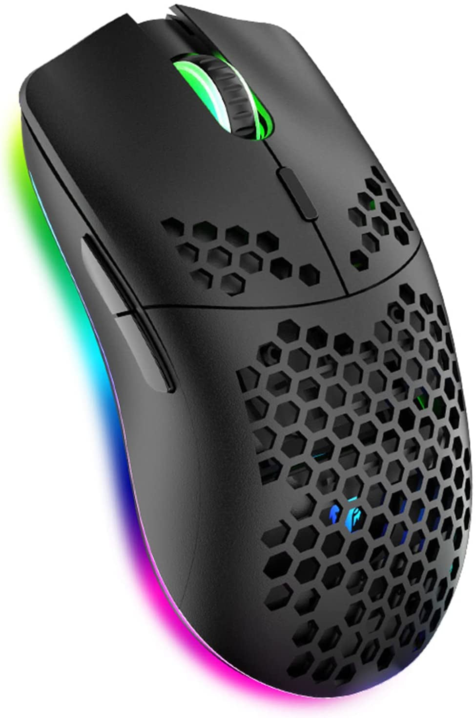 Wireless Gaming Mouse with Honeycomb Shell, 11 RGB Backlit, 3,400 DPI, 6 Programmable Buttons, USB Receiver, Power Saving, Wireless Mouse for PC/Mac/Laptop in Black