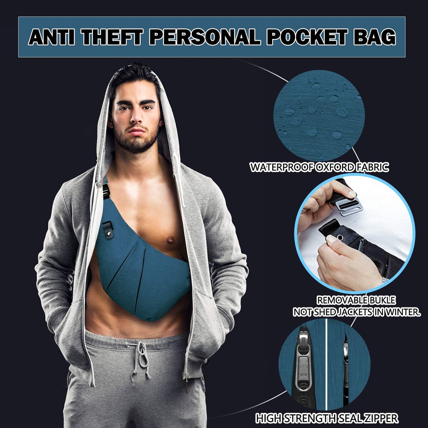 Small Water-Resistant Sling Bag for Women and Men - Crossbody Mini Backpack designed for Travel, Features Anti-Theft Design for Secure Use.