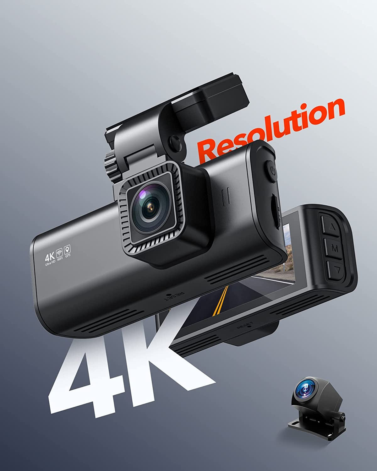 4K Dual Dash Cam with Built-In Wifi and GPS - Front 4K/2.5K and Rear 1080P Dual Dash Camera for Cars, 3.18 Inch Display, 170 Degree Wide Angle Dashboard Camera Recorder, Supports up to 256GB Max