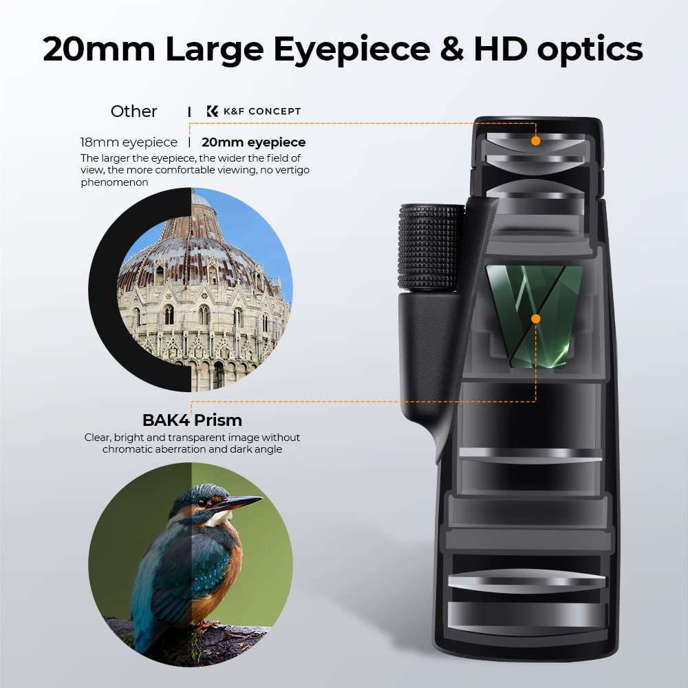 12X50 High Power Monocular Telescope - Waterproof, BAK4 Prisms, FMC Lens, HD Compact Monocular for Bird Watching, Hiking, Camping, and Travel - Includes Hand Strap