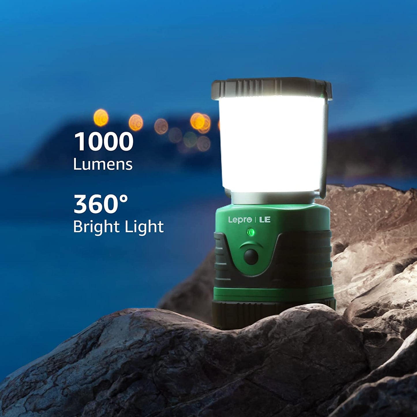 1000 Lumen USB Rechargeable Electric Camping Lantern - Features 4 Lighting Modes, Doubles as a 4400mAh Power Bank, IP44 Waterproof Rating; Ideal for Outdoor Activities like Camping, Hiking, Climbing, and as an Emergency Light during Power Outages.