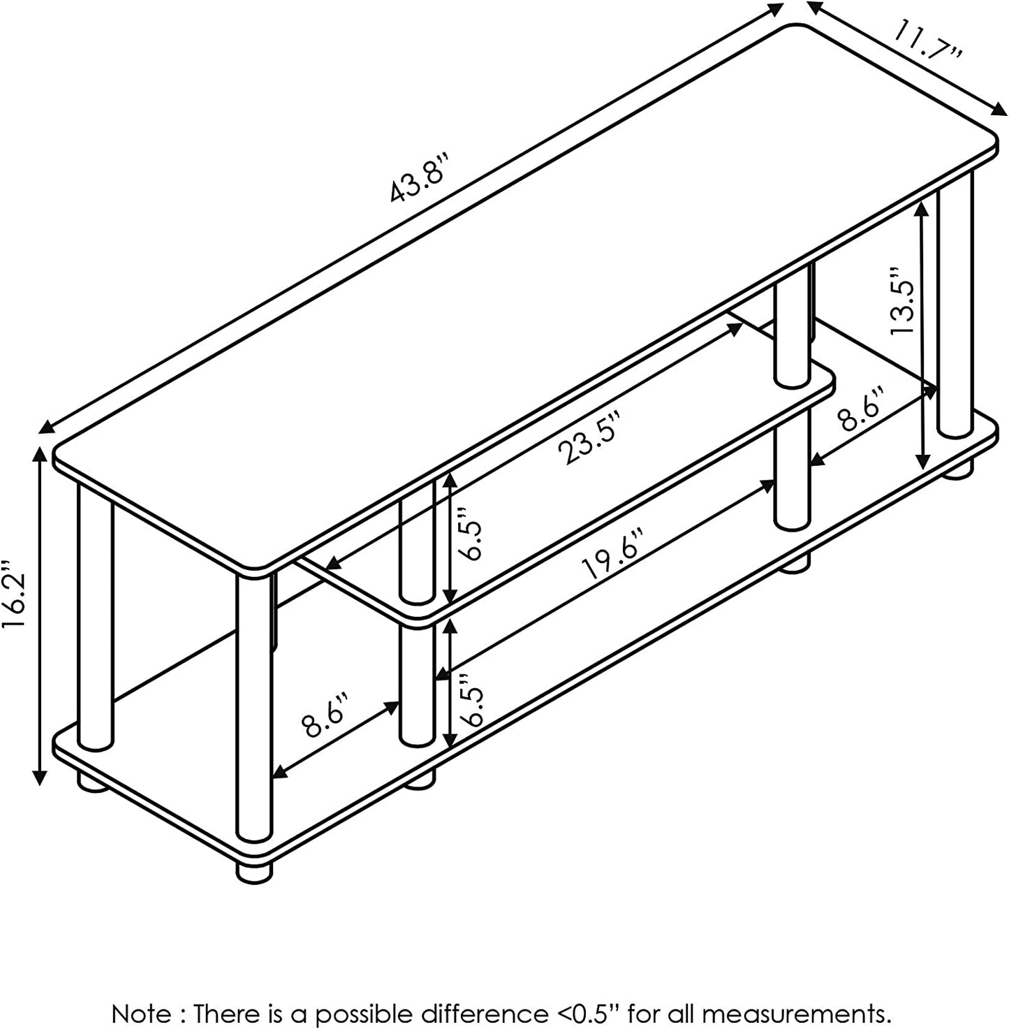 3D Entertainment TV Stands, Round - Walnut/Black