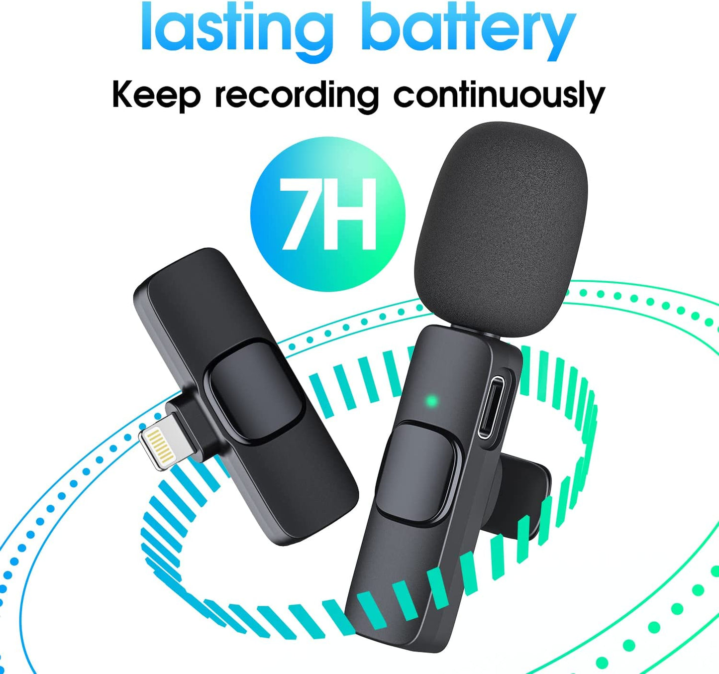 Professional Wireless Lavalier Microphone for iPhone and iPad - Plug-and-Play 2.4G Technology with Ultra-Low Delay and Built-In Noise Reduction Chip. Ideal for Video Recording, Interviews, Podcasting, Vlogging, and YouTube Content Creation.