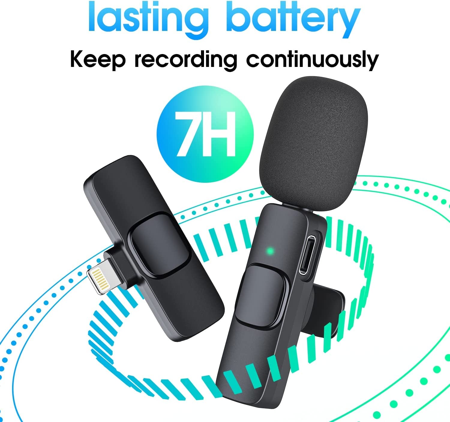 Professional Wireless Lavalier Microphone for iPhone and iPad - Plug-and-Play 2.4G Technology with Ultra-Low Delay and Built-In Noise Reduction Chip. Ideal for Video Recording, Interviews, Podcasting, Vlogging, and YouTube Content Creation.