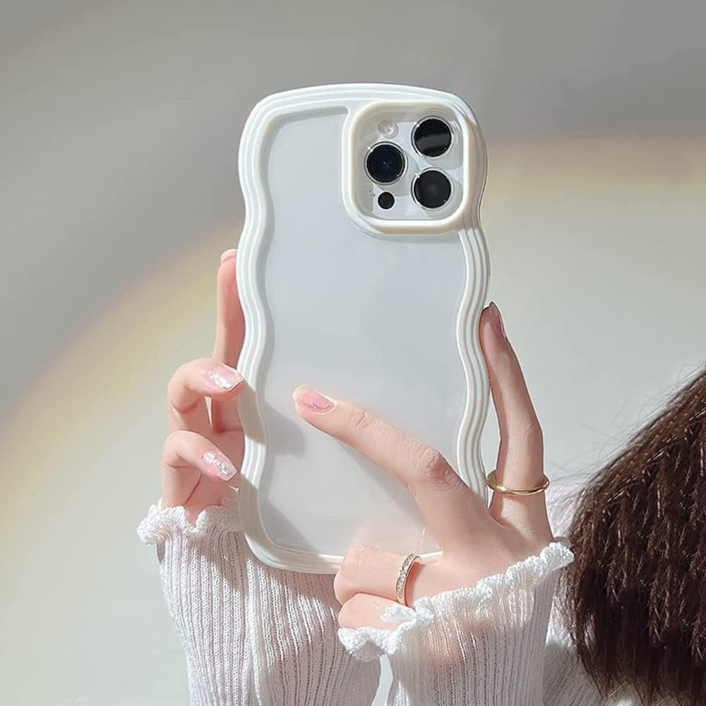 iPhone XR Wave Frame Clear Phone Case - Slim Fit, Shockproof, Translucent Bumper, Anti-Scratch TPU Case in White.