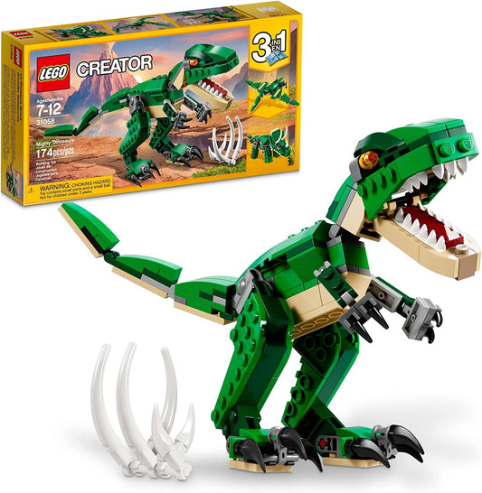 Creator Mighty Dinosaur Toy 31058 - 3-in-1 Model Featuring T. rex, Triceratops, and Pterodactyl Dinosaur Figures - Ideal Gifts for Boys and Girls Aged 7-12