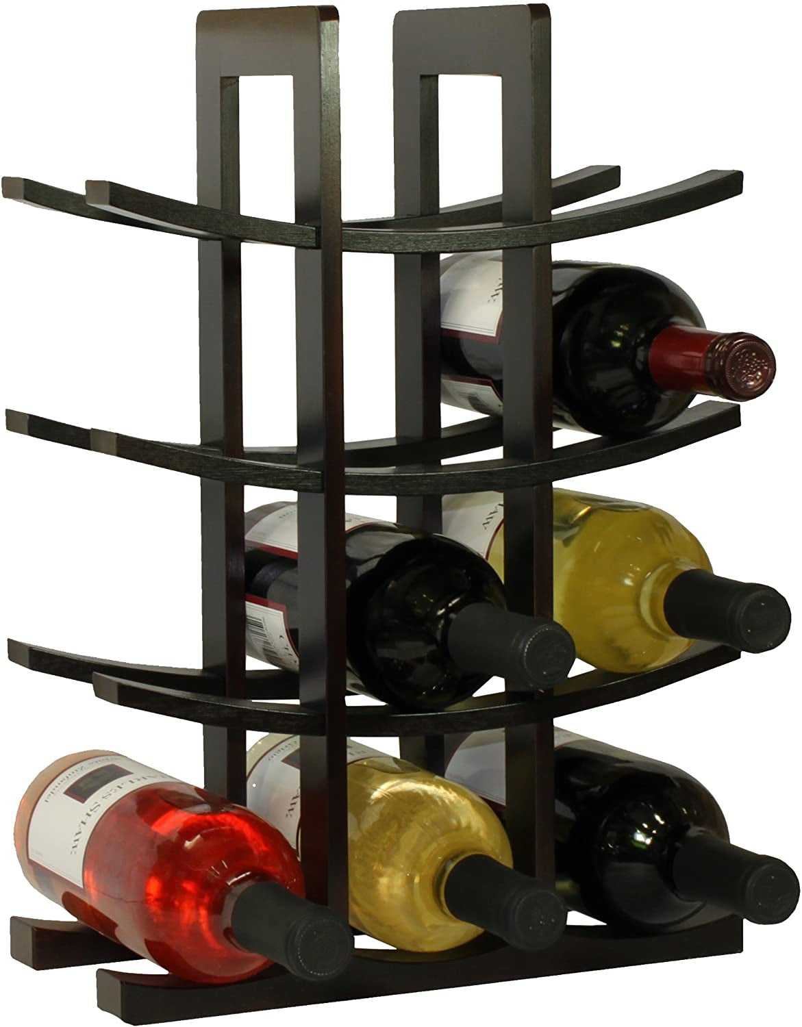 Bamboo 12-Bottle Dark Espresso Wine Rack