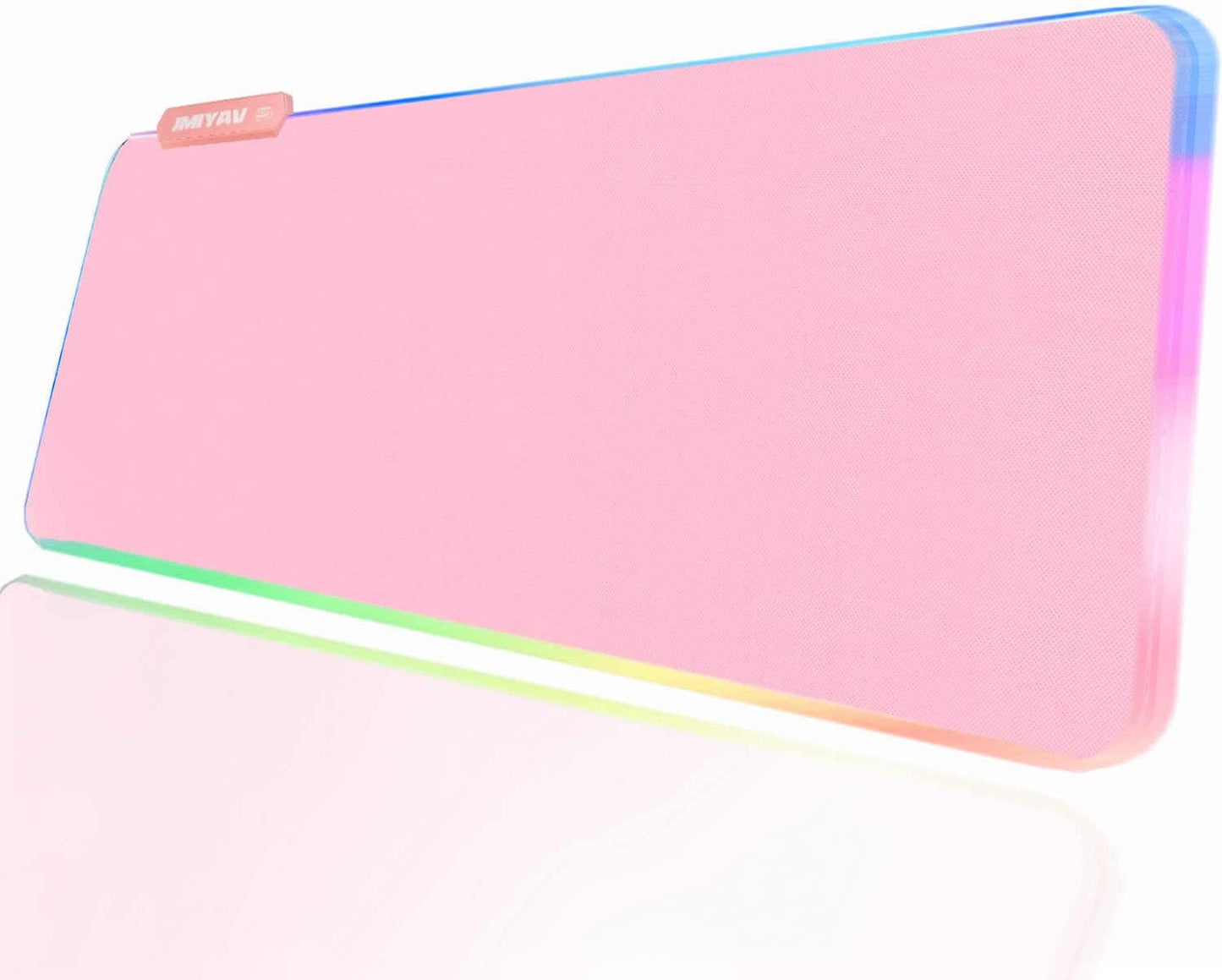 Pink RGB Gaming Mouse Pad - 31.5X12 Inch, XL Extended Size, Glowing LED Light, Non-Slip Rubber Base, Cute Design 