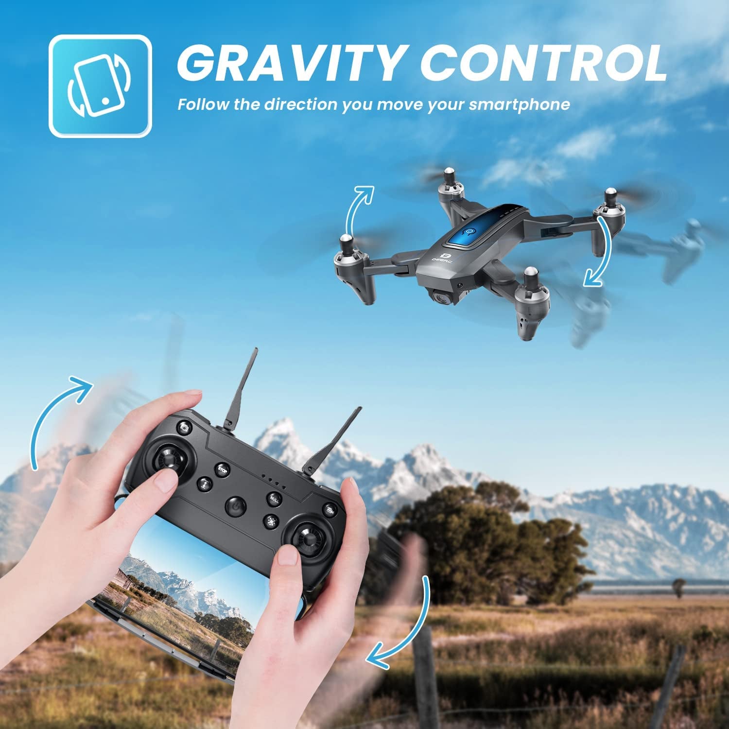 Drone with 2K HD Camera - Designed for Adults and Kids, Equipped with FPV Live Video, Gravity Control, Altitude Hold, One Key Start, Headless Mode, 3 Speeds, and Waypoints Functions; Comes with Carrying Case