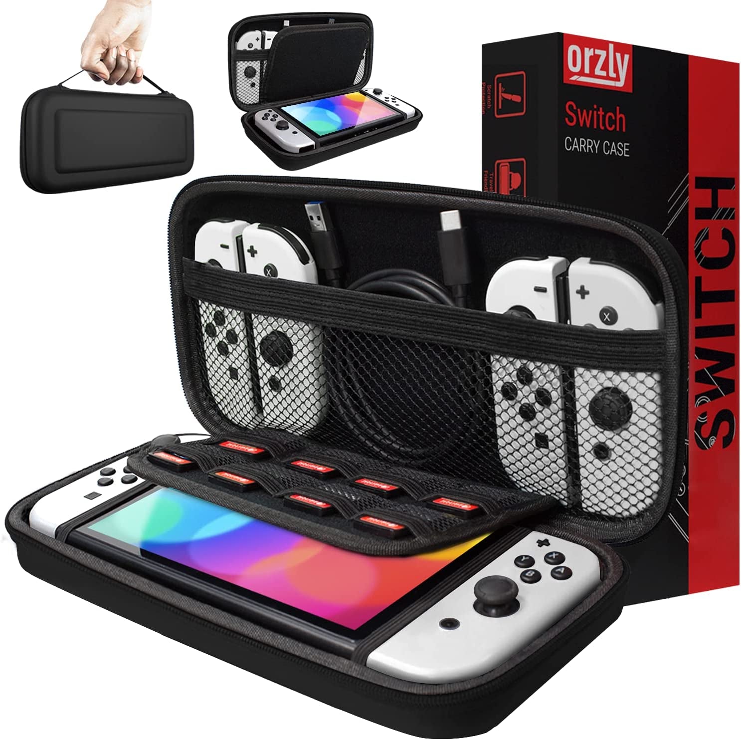 Protective Hard Portable Travel Carry Case for Nintendo Switch and New Switch OLED Console - Black
