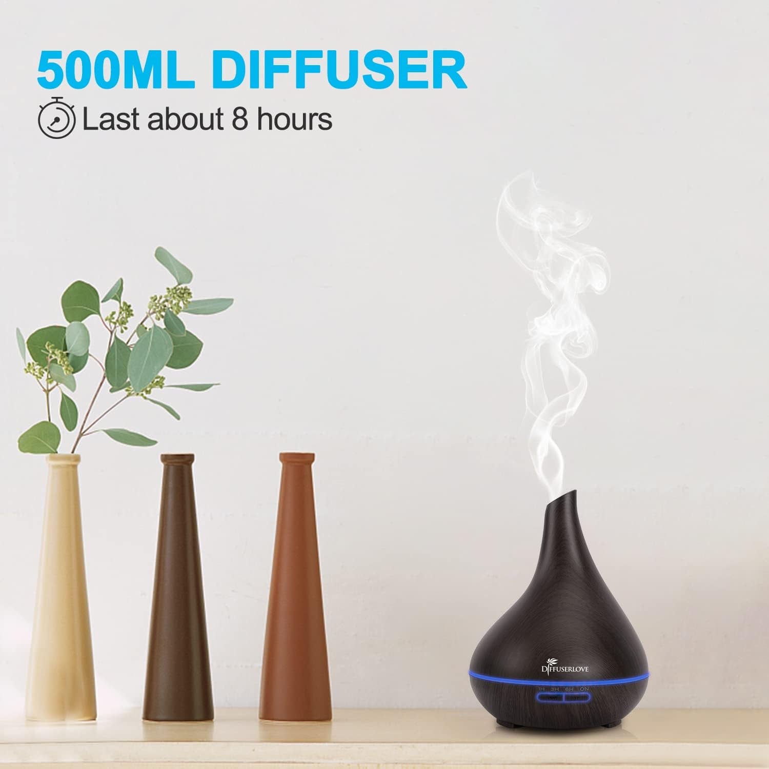 Ultrasonic Aromatherapy Essential Oil Diffuser - 500ML, Adjustable Mist Mode, 7 Color LED, 4 Timers, Waterless Auto-Off - for Office, Home, Bedroom