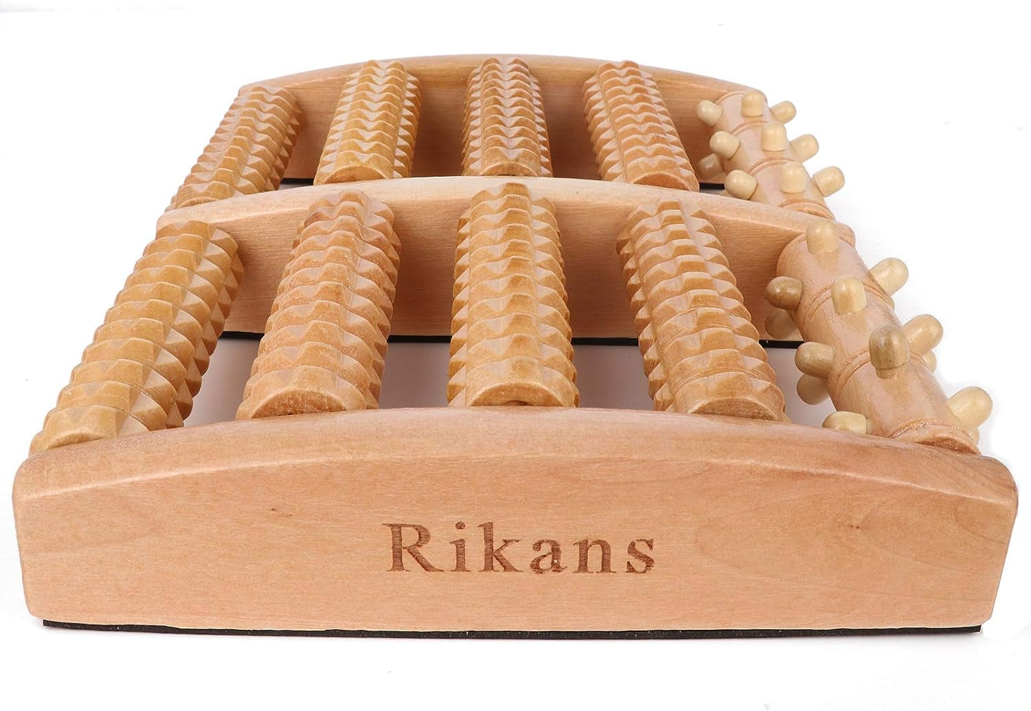 Dual Wooden Foot Massager Roller - Designed for Plantar Fasciitis, Arch Pain, and Muscle Tension Relief, Offers Acupressure Therapy for Pain Alleviation, Suitable for Home or Office Use; Large Size for Effective Foot Massage.