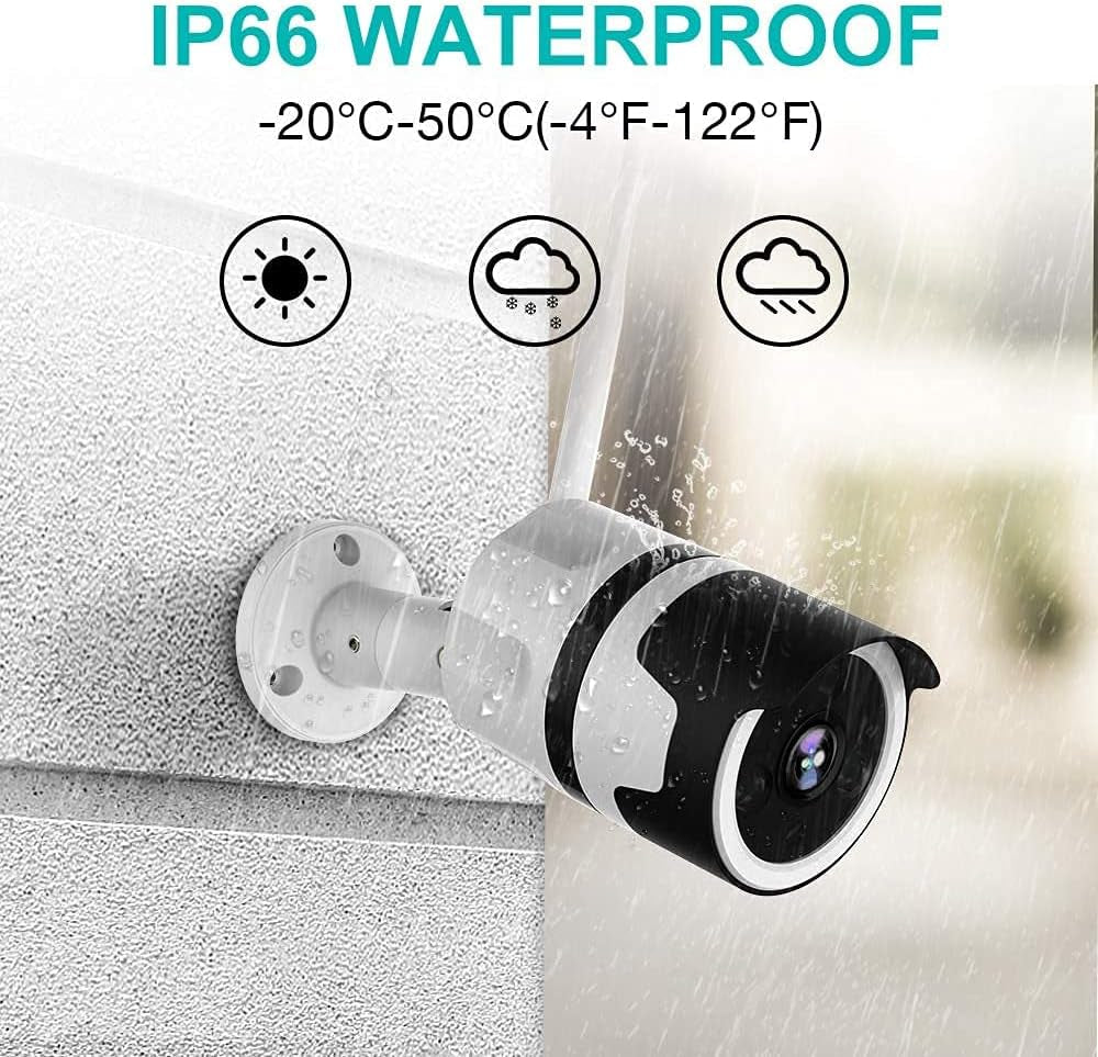 Waterproof Outdoor Security Camera, 1080P Wifi Surveillance Camera with 2-Way Audio, Wireless IP Camera for Home Security, FHD Night Vision, Motion Detection, Activity Alerts, Cloud Storage / SD Card Support