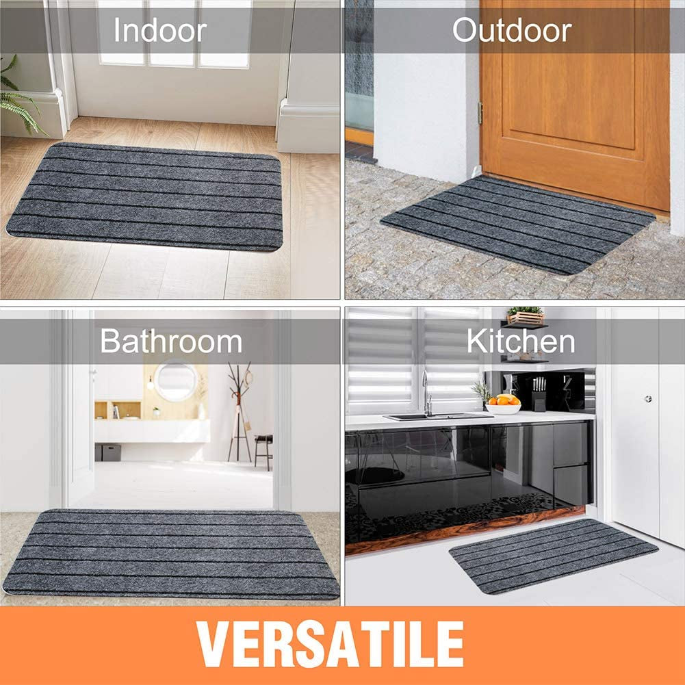 Premium 2-Pack 17" X 30" Indoor/Outdoor Door Mat with Non-Slip Rubber Backing - Ideal for Entrance Way, Entryway, and Home Floor - Easy to Clean, Machine Washable, Low Profile, and Highly Absorbent