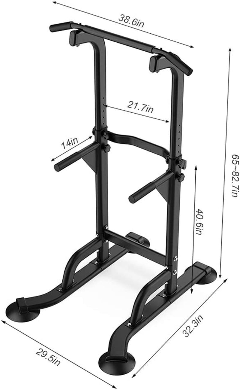 Adjustable Height Workout Pull Up & Dip Station - Multi-Function Home Gym Strength Training Fitness Equipment