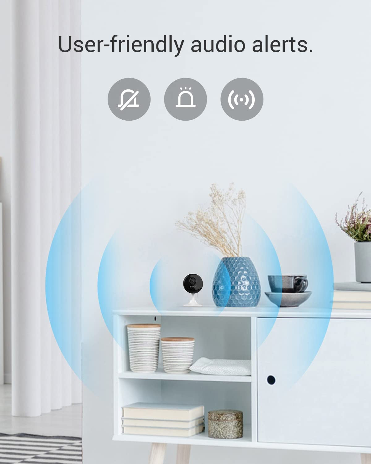 Wifi Baby Monitor Indoor Security Camera - 1080P Resolution, Smart Motion Detection, Two-Way Audio, 40Ft Night Vision, Compatible with Alexa & Google Assistant (C1C)