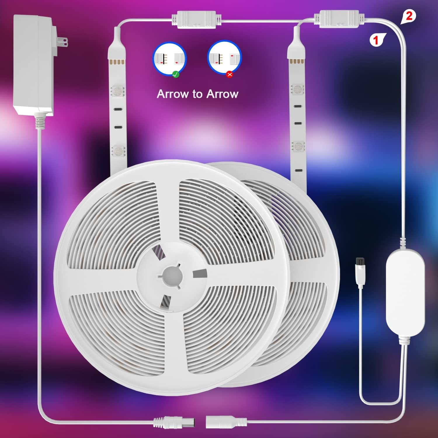 100Ft LED Strip Lights 2 Rolls of 15M LED Lights Strip Compatible with Alexa and Google Home, WiFi Control, Smart APP & Remote Control, Room Lights for Bedroom (2.4GHz WiFi Only)