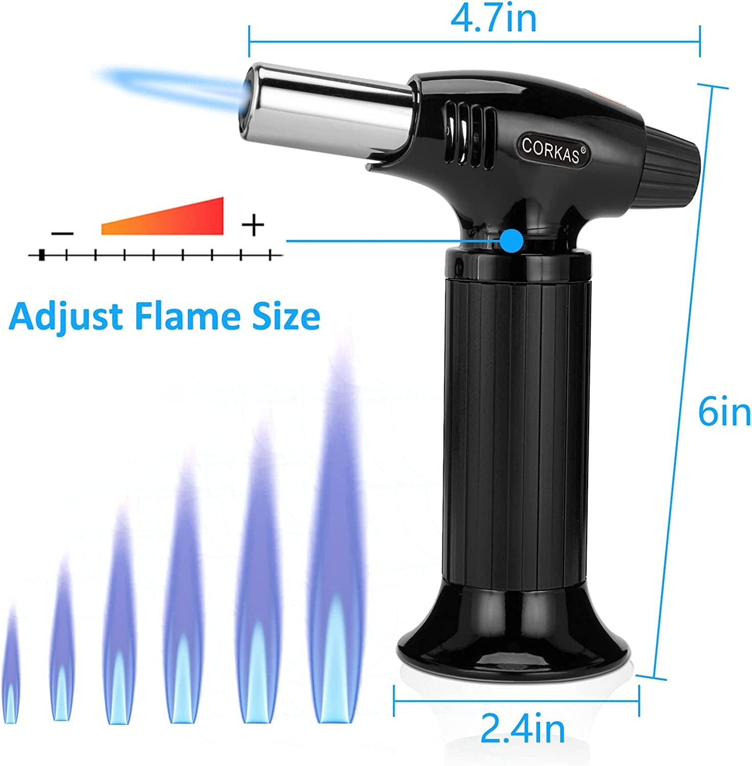 Refillable Kitchen Blow Torch for Culinary Use - Adjustable Flame, Ideal for Desserts, Creme Brulee, BBQ, and Baking (Butane Fuel Not Included)