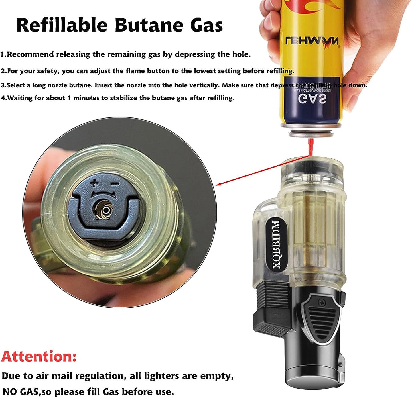 Lighter, 3 Pack Butane Lighter, Windproof Jet Flame Lighter with Fuel Window & Flame Locker,Cool Design Adjustable Flame Torch Lighter for Candle,Kitchen,Grill, Outdoor,Indoor(Without Butane)
