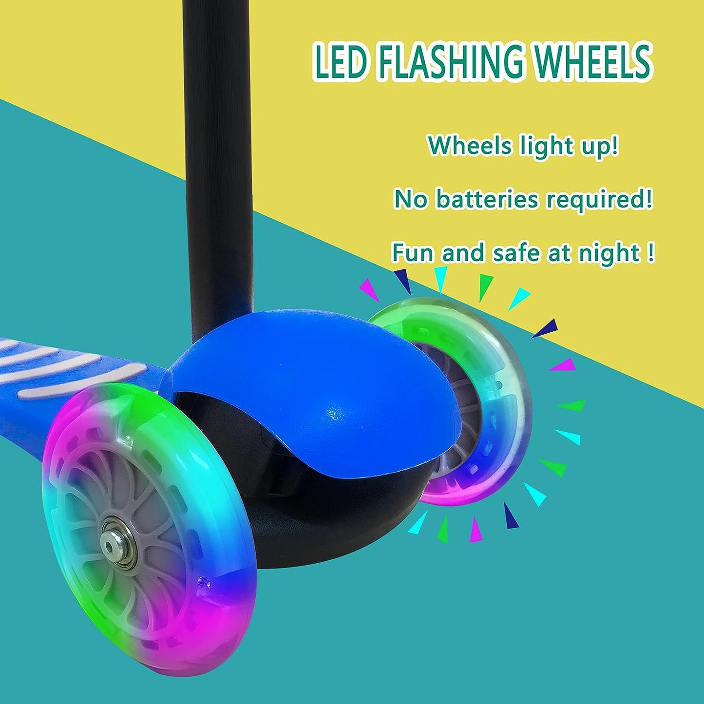 3-Wheel Junior Kick Scooter with Flashing Wheels, Lean to Turn, Suitable for Indoor and Outdoor Use, Ages 2-8 Years