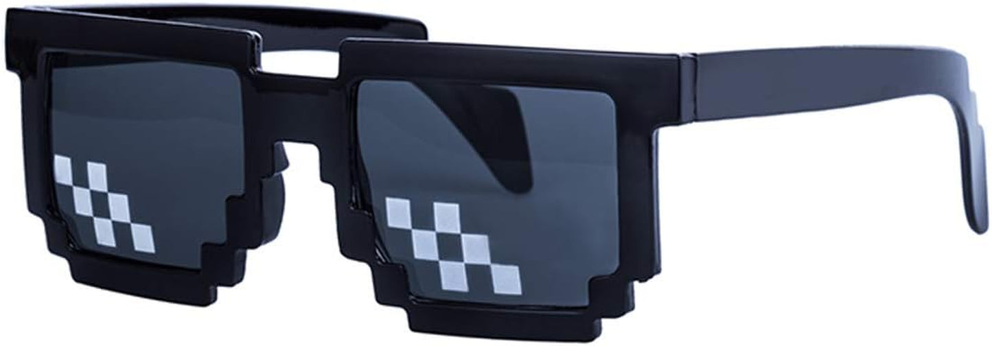 8-Bit Pixel UV Protect Gamer Sunglasses - Set of 3, Suitable for Adults and Kids, Perfect for Party Favors.