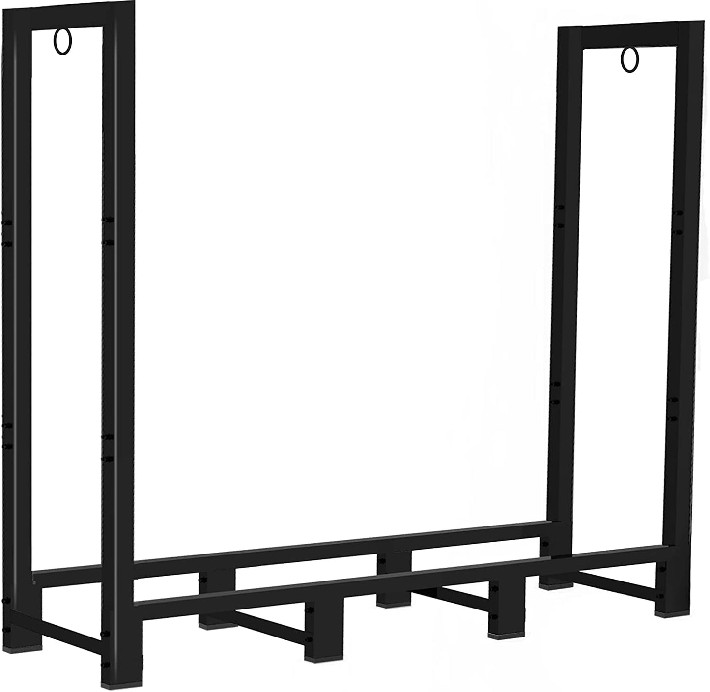 4-Foot Outdoor Firewood Rack Holder - Designed for Fireplace Wood Storage, this Adjustable Fire Log Stacker Stand Black