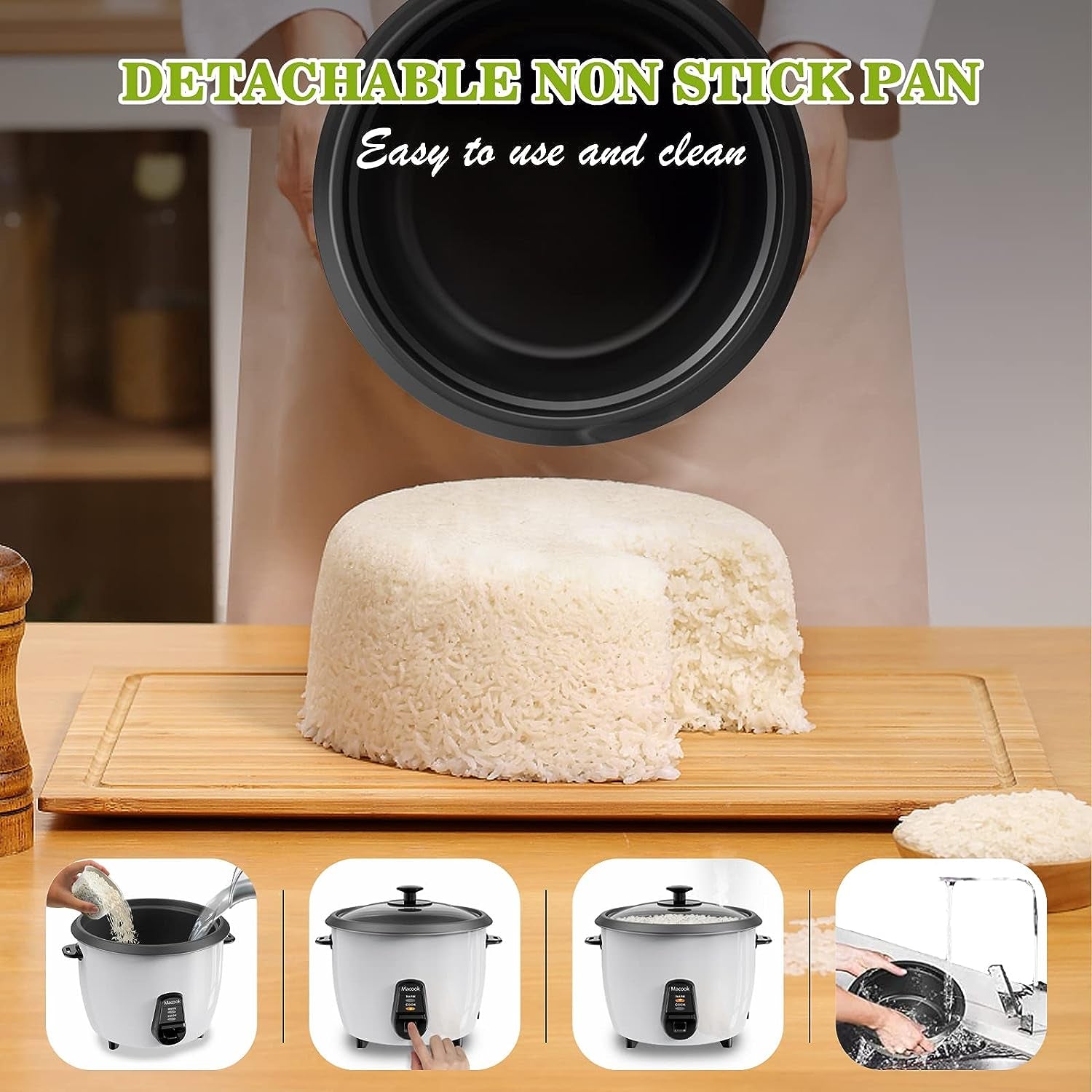 Large Rice Cooker and Food Steamer: 10 Cups Uncooked (20 Cups Cooked) Rice Maker with Removable Non-Stick Pot, Suitable for Cooking, Soups, Stewing, Steaming, and Featuring an Automatic Keep Warm Function - White Color