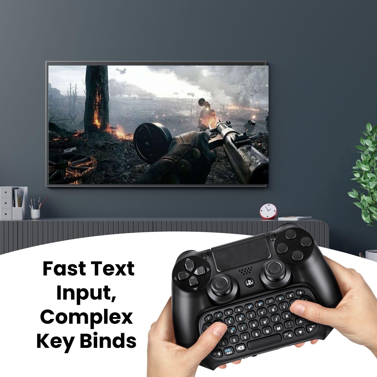PS4 Chatpad - Compact Design QWERTY Keyboard Attachment for PS4 Controllers. Ultimate Gamepad Keyboard for Playstation 4, compatible with PS4, PS4 Slim, and PS4 Pro.