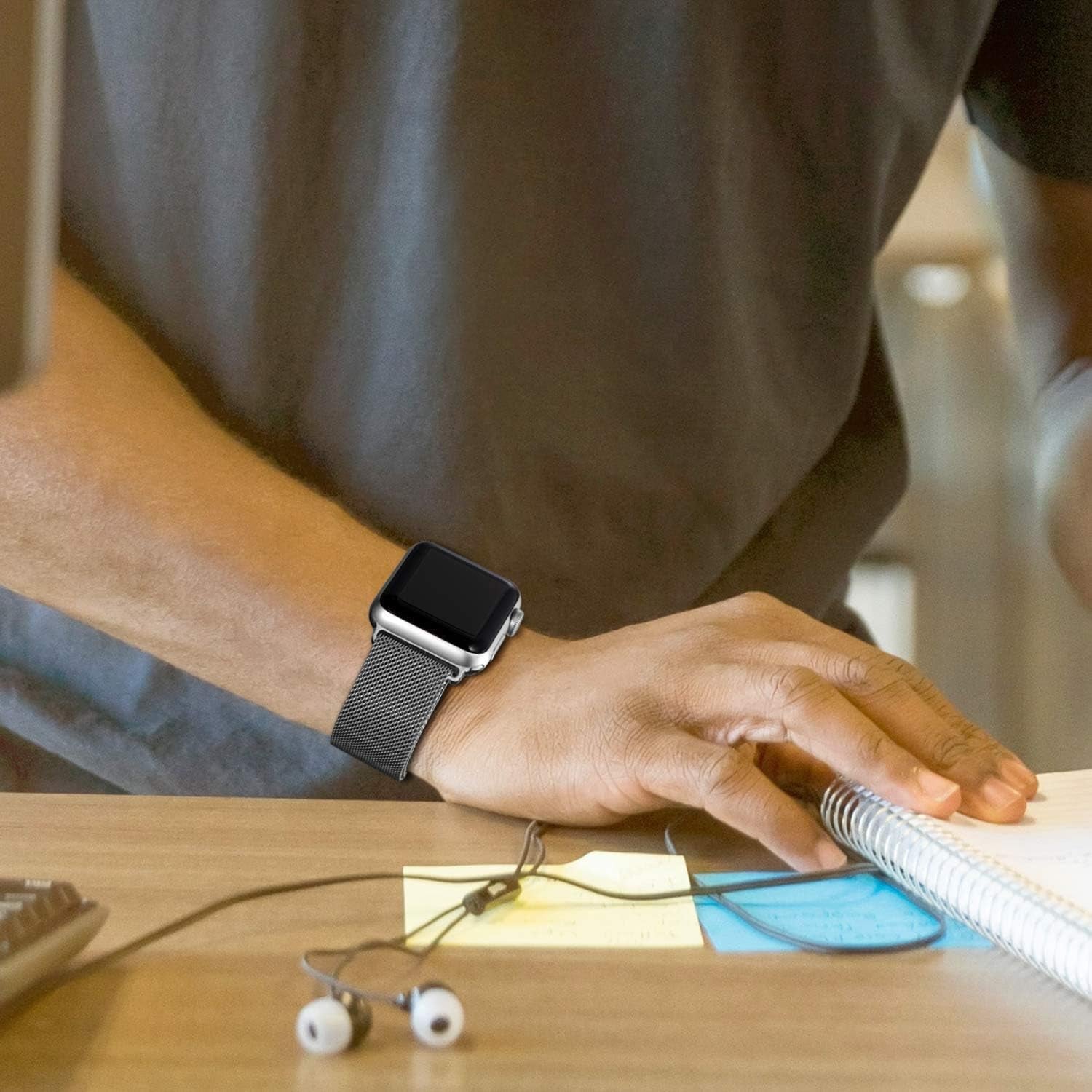 Stainless Steel Bracelet Strap - Compatible with Apple Watch Band 38mm 40mm 41mm Series SE 8/7/6/5/4/3/2/1; Features Unique Magnet Lock for Secure Fit; Available in Space Gray.