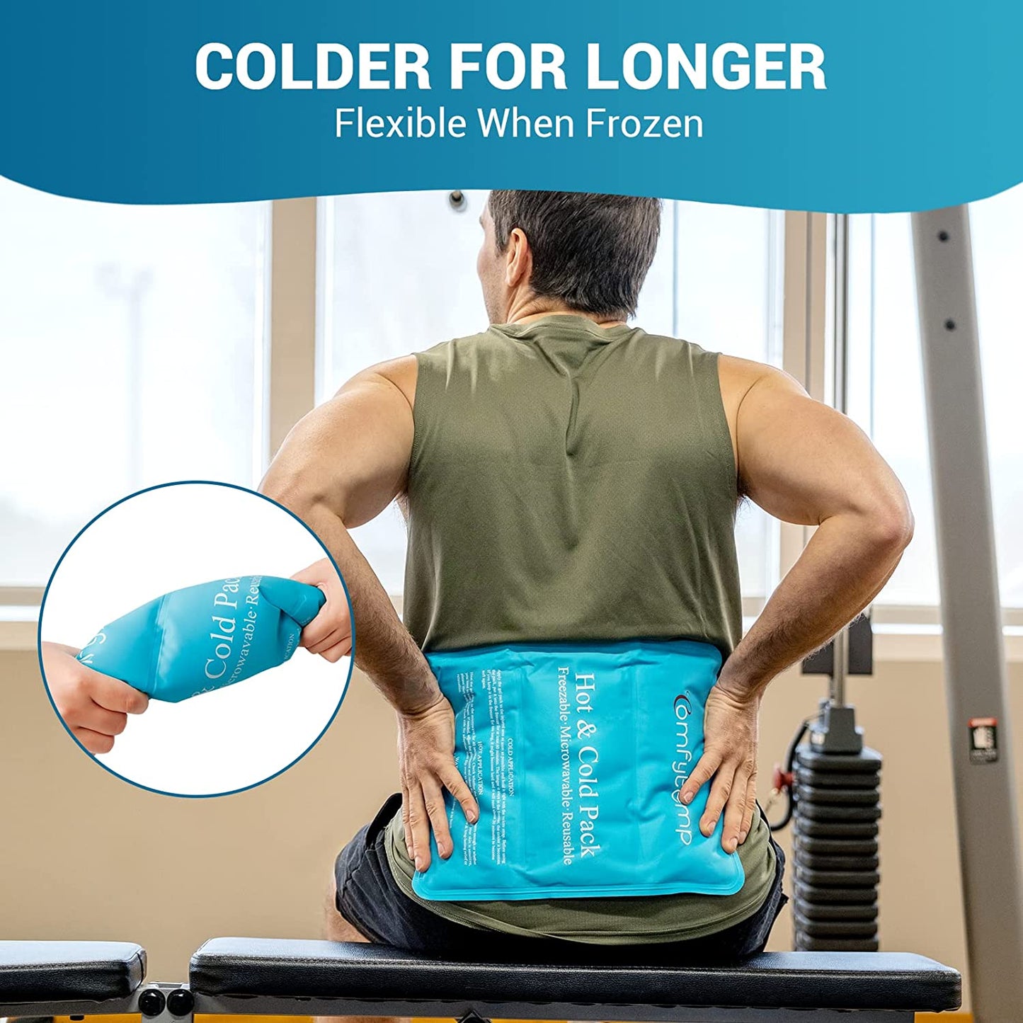  Gel Cold & Hot Packs for Injuries - Reusable 10.5" X 14.5" Warm or Ice Pack with Strap for Shoulder, Hip, Knee, and Lower Back - Gel Ice Pack Cold Compress for Sprains, Swelling, Bruises, and Pain Relief