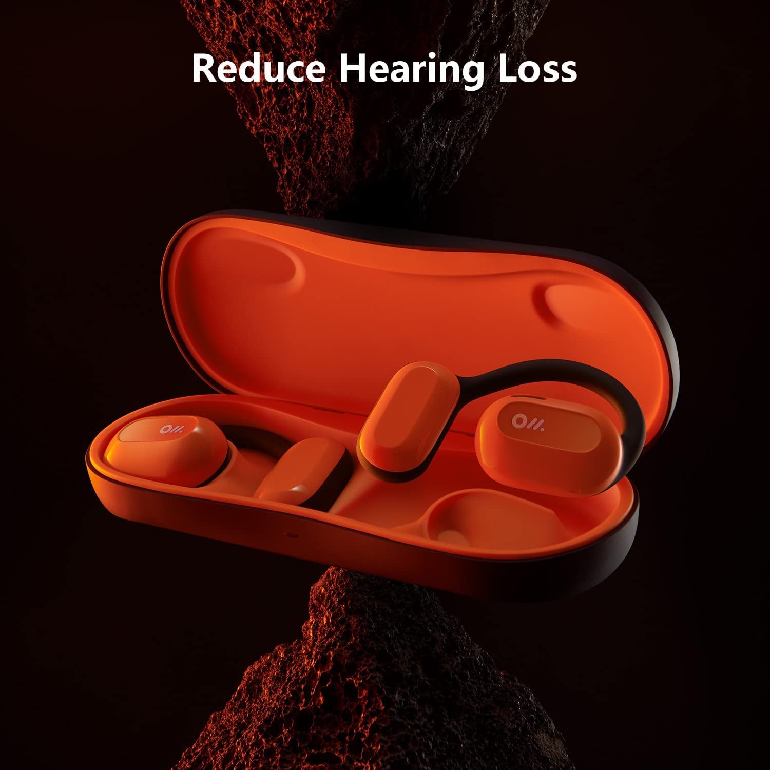 Martian Orange Bluetooth 5.2 Wireless Earbuds Open Ear Headphones for Android & iPhone, Waterproof Sport Earbuds with Dual 16.5mm Dynamic Drivers, Up to 16 Hours Playtime
