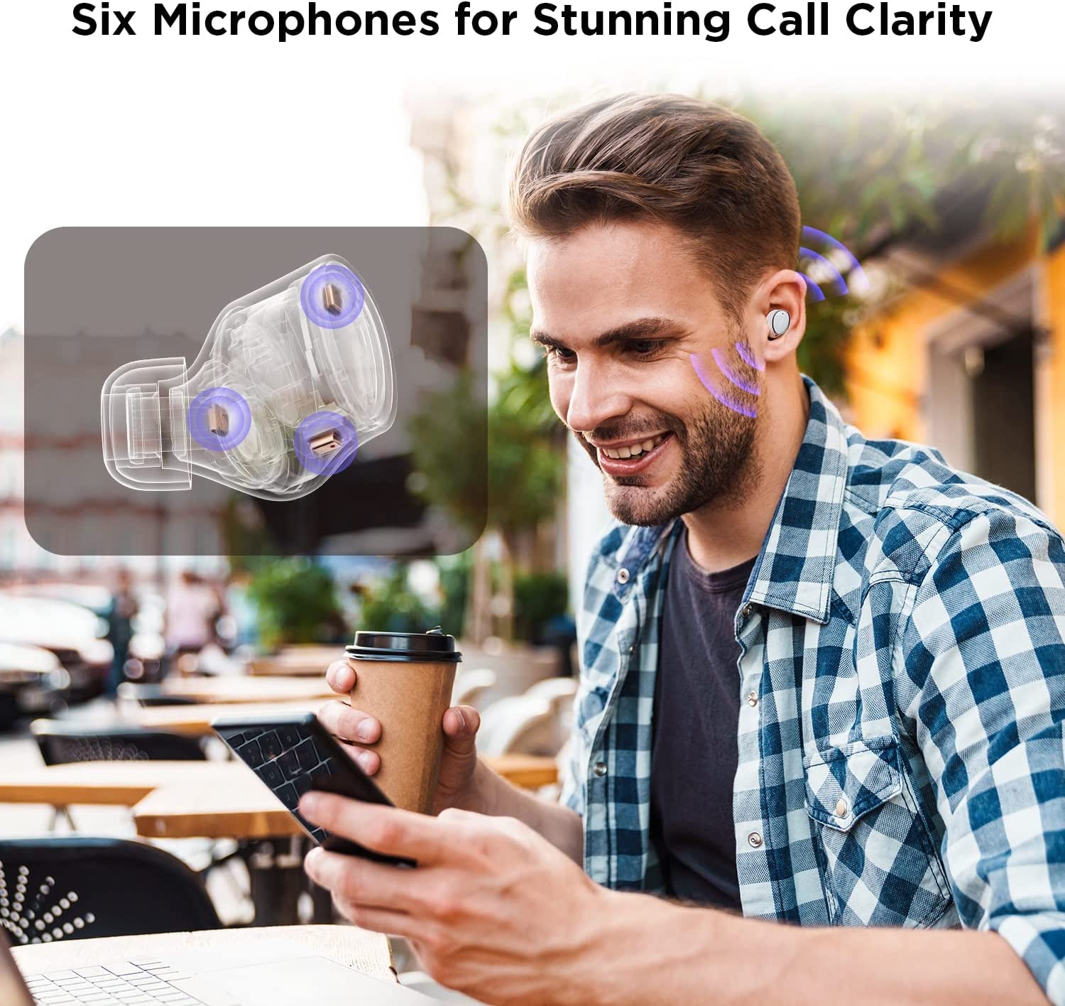 Wireless Noise Cancelling Earbuds with Bluetooth 5.2, Dual Drivers for Audiophile Sound, Adaptive ANC, Hi-Res Audio with LDAC, 6 Mics for Calls, 28H Battery Life, and Wireless Charging White