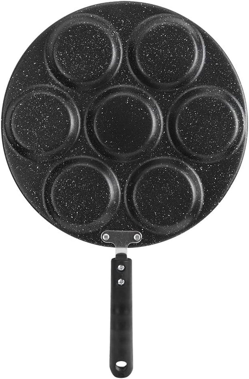 Multifunctional Non-Stick Egg Frying Pan with 7 Holes for Home Cooking - Aluminum Material, Ideal for Preparing Eggs, Burgers, Pancakes, and Dumplings