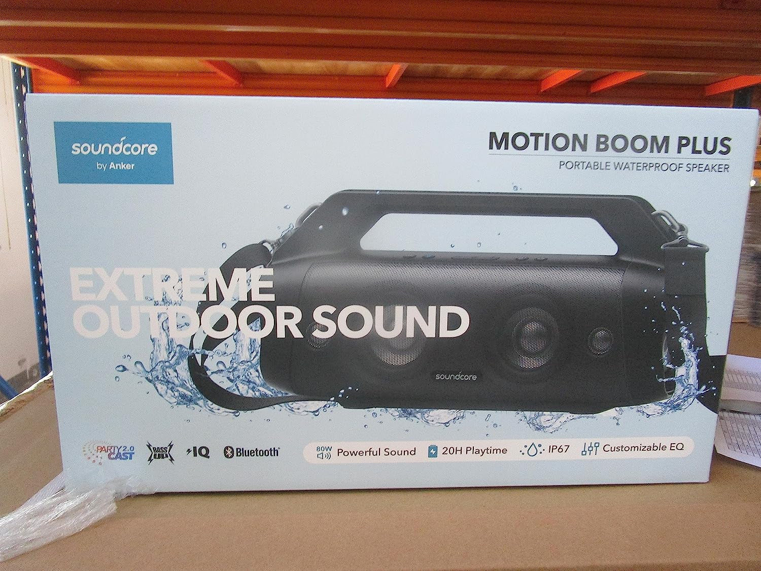 Soundcore Motion Boom Plus IP67 Portable Speaker - 80W Stereo Sound, Custom EQ & BassUp, USB-C, Bluetooth, Built-in Power Bank - Waterproof Speaker for Camping, Pool, Beach, and Backyard