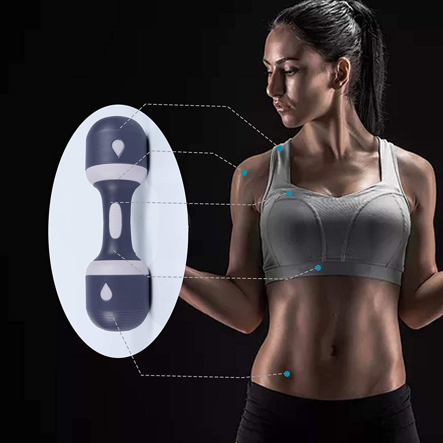 Adjustable Dumbbell Set for Women - 5-in-1 Weight Options, Non-Slip Neoprene Handles, Home/Gym/Office.