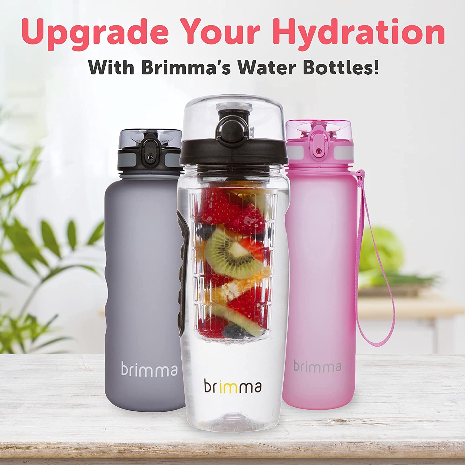 32 Oz Fruit Infuser Water Bottle - Large, Leakproof Plastic for Gym, Camping, and Travel