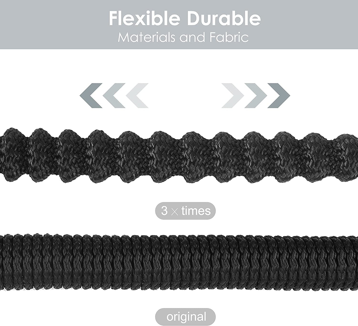 25 ft Expandable Garden Hose: Comes with a 10 Function Nozzle, Triple Core Latex, and 3/4" Solid Brass Fittings. Lightweight, Kink-Free, Retractable, and Collapsible for Flexible Gardening. Available in Black.