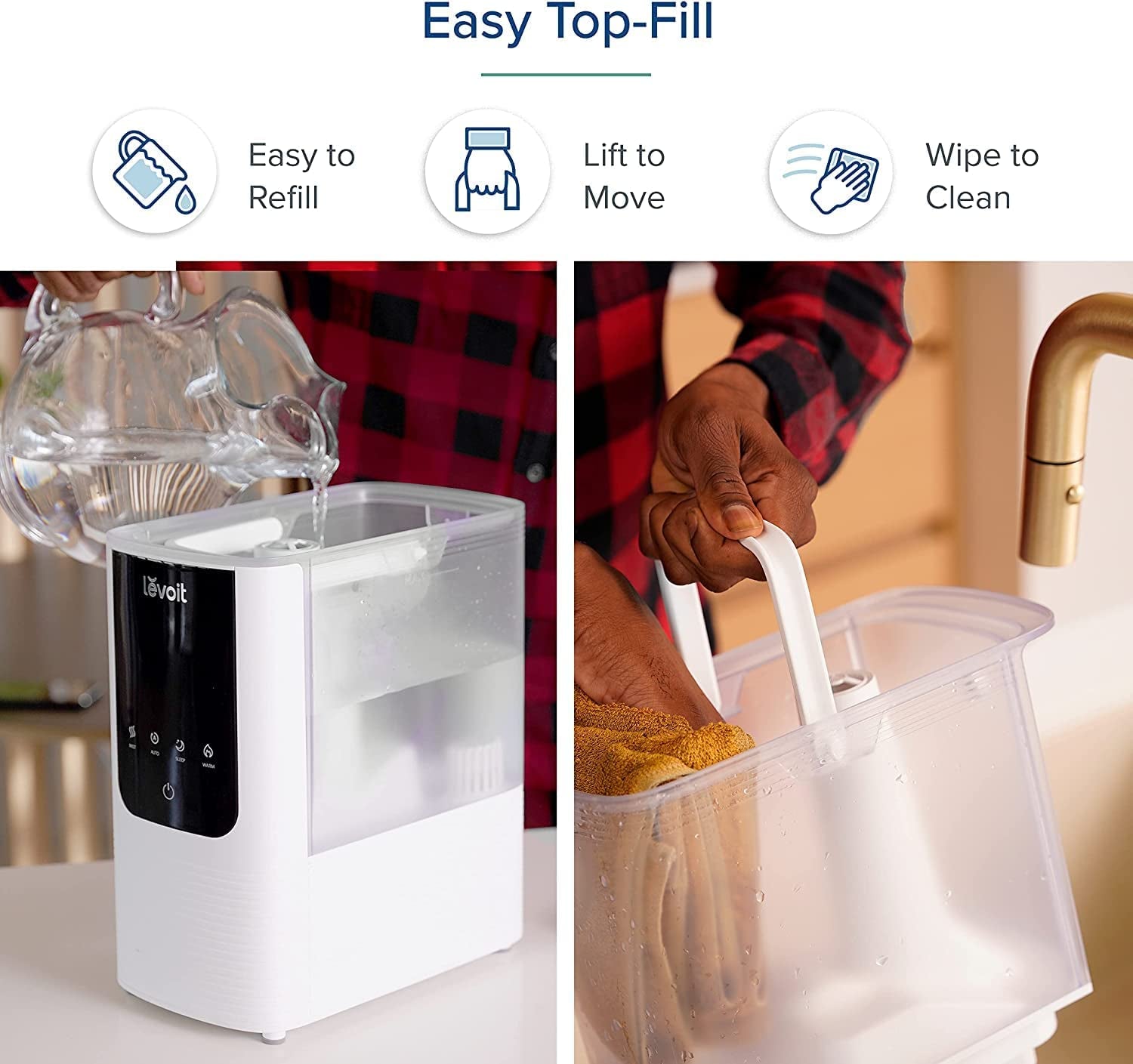 Humidifier for Bedroom Large Room Home, Oasismist Smart Cool and Warm Mist Humidifiers, Auto Customized Humidity, Ultrasonic Top Fill Oil Diffuser for Baby and Plants, Quiet, 4.5L, White
