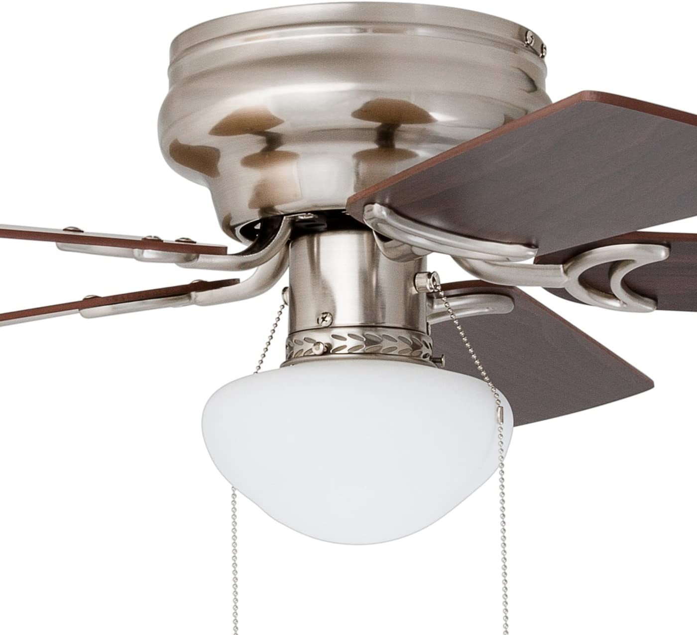  LED Globe Light Hugger/Low Profile Ceiling Fan, 42 inches - Brushed Nickel