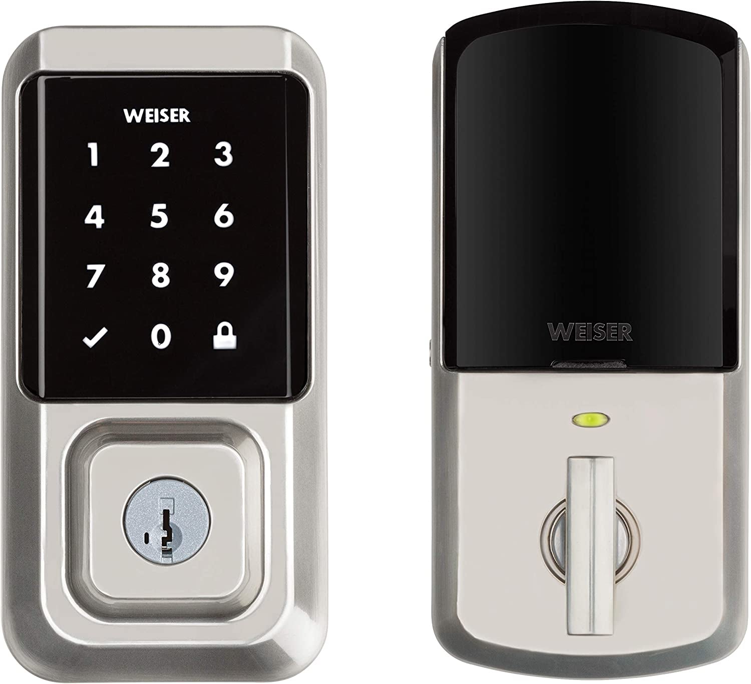 Smart Lock WiFi Halo Satin Nickel Keyless Entry Door Lock, Touchscreen Keypad, Compatible with Amazon Alexa, Google Assistant/Google Home, Deadbolt Lock, Ideal for Entry Doors