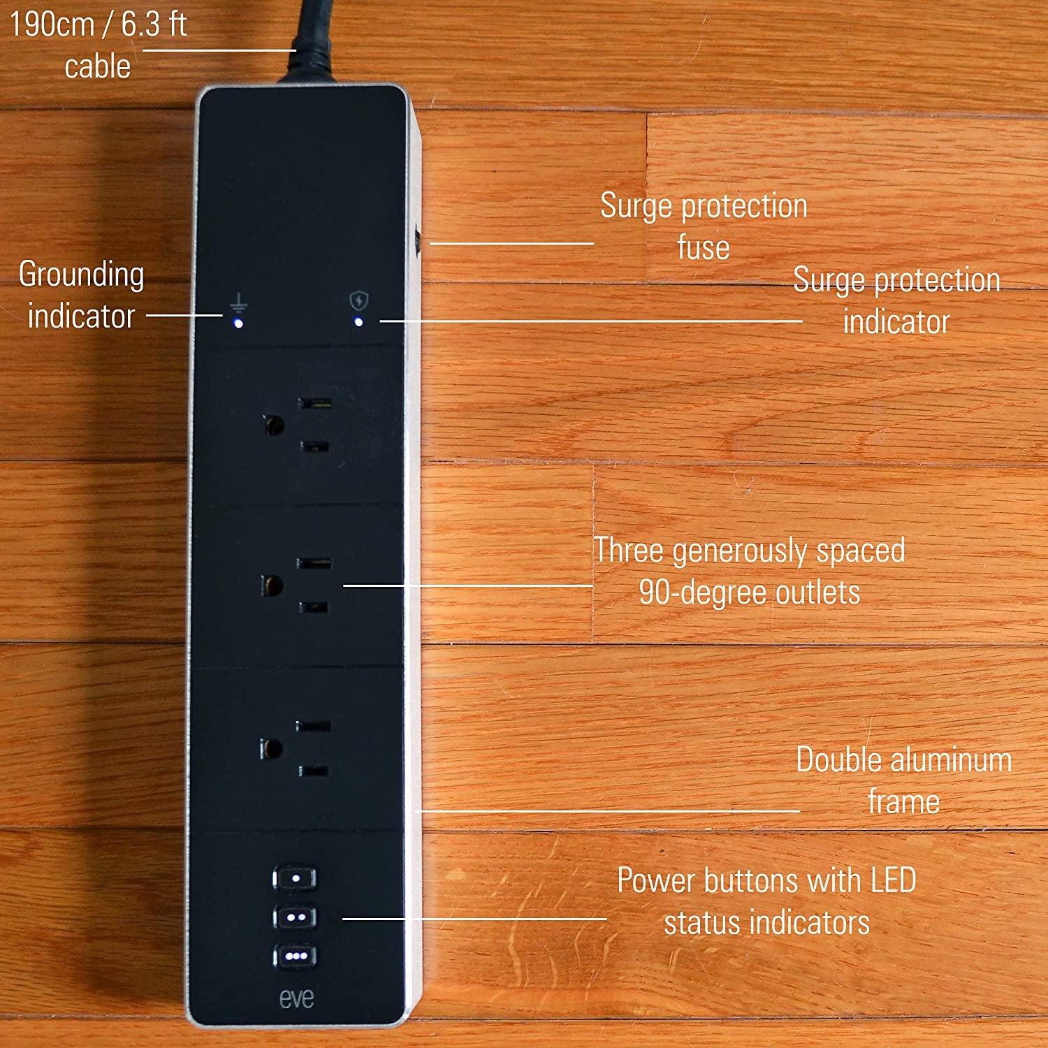 Apple HomeKit Smart Home Energy Strip: Triple Outlet with Power Meter, Built-In Schedules & Switches
