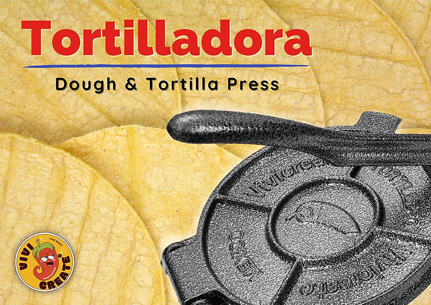 7.5 Inch Cast Iron Tortilla Press: Versatile Tortilla Maker, Dough Press, Flour Tortilla Press, and Rotis Press in Elegant Grey Color