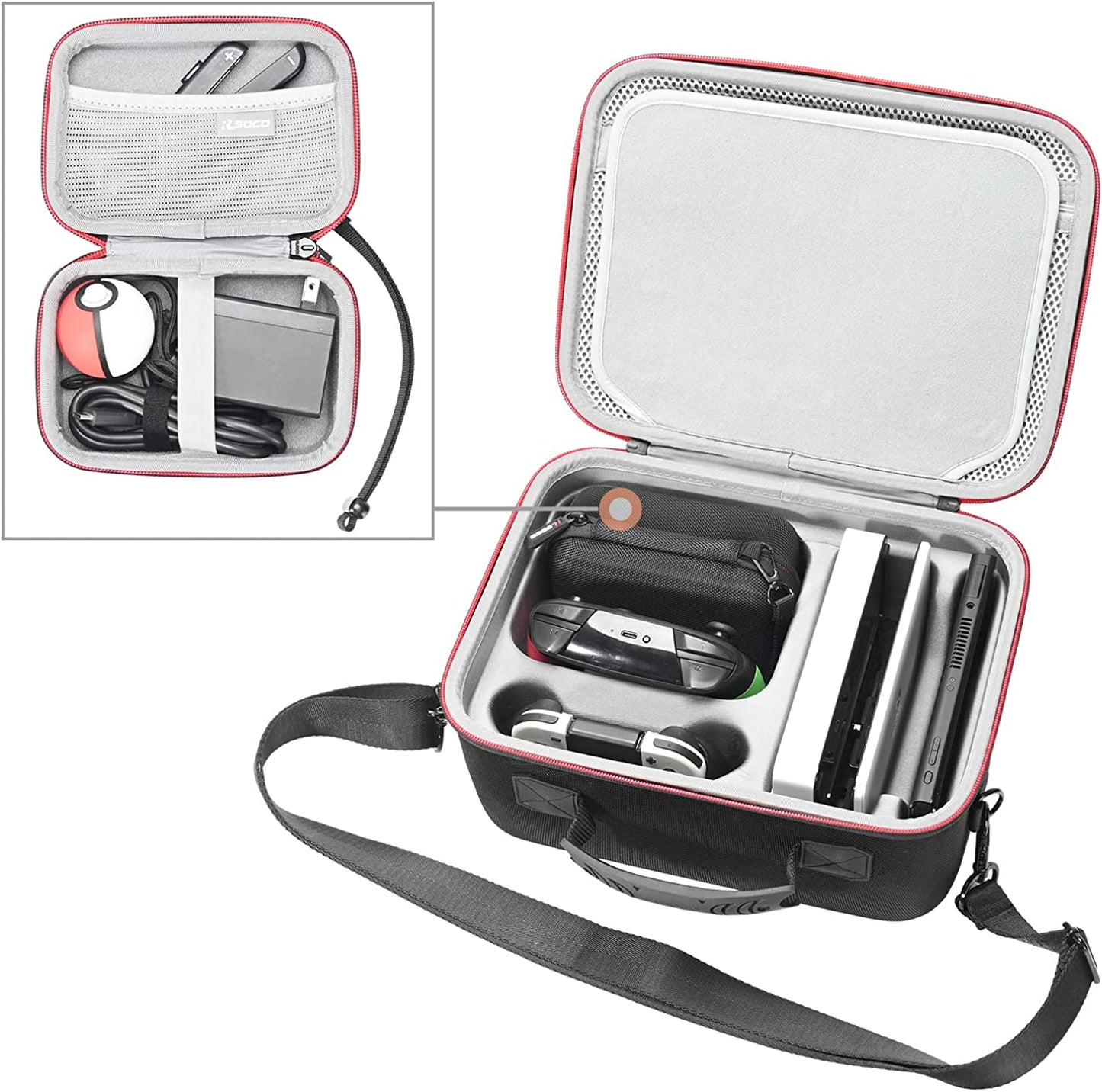 Carrying Case for Nintendo Switch and Accessories - Compatible with Additional Nintendo Switch Pro Controller and Poke Ball Plus